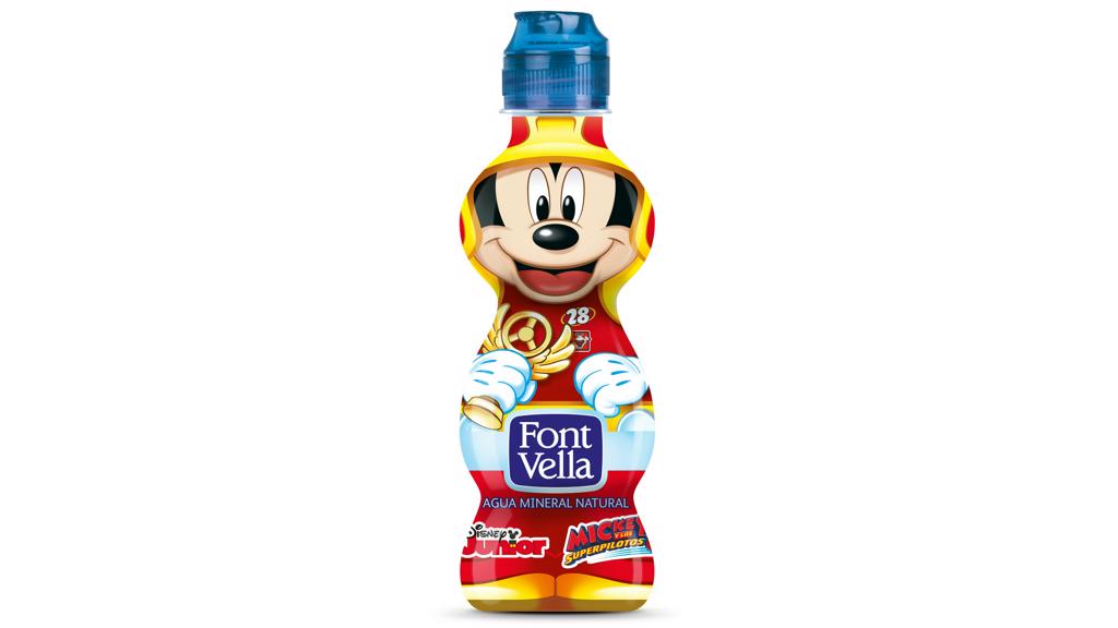 Petite bouteille de Font Vella avec Mickey sur le packshot Petite bouteille de Font Vella avec Mickey sur le packshot
