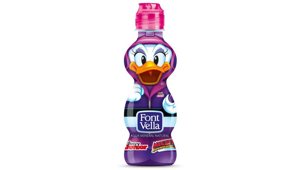 Petite bouteille de Font Vella avec Daisy sur le packshot Petite bouteille de Font Vella avec Daisy sur le packshot