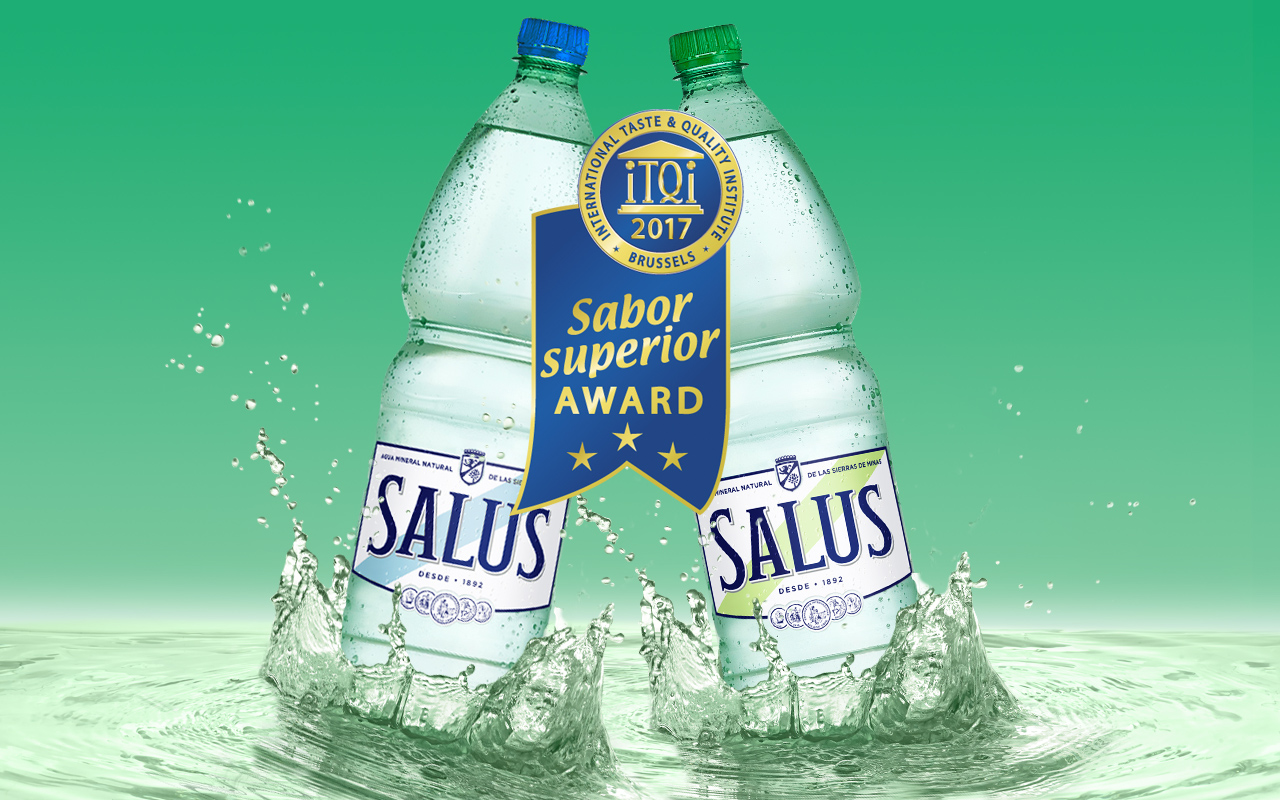 Deux bouteilles de Salus avec la récompense "Sabor Superior Award" Deux bouteilles de Salus avec la récompense "Sabor Superior Award"