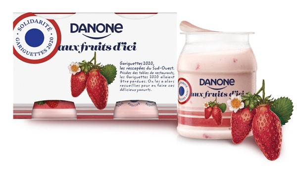 Pack de yaourt Danone aux fruits locaux Fraises et framboises françaises de Champagne-Ardenne Pack de yaourt Danone aux fruits locaux Fraises et framboises françaises de Champagne-Ardenne