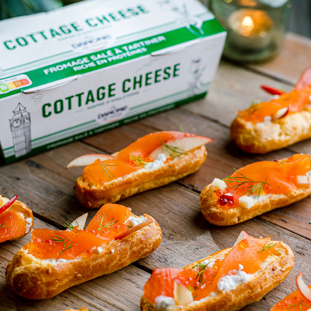 Eclairs au cottage cheese et truite fumée